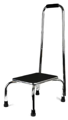 Image de Marchepied avec main courante réglable en hauteur en polypropylène chromeé 88-108 cm, surface 36x25,5 cm, 150 kg