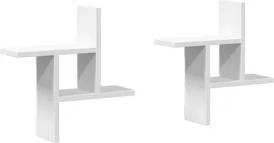 Two identical white wall shelves are shown against a white background.