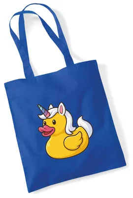 Produktbild von Huuraa Jutebeutel Quietscheente Einhorn Gummiente Unicorn 10 Liter Bright Royal Baumwolle Tasche Geschenkidee