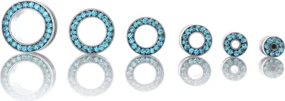Produktbild von Ohr Flesh Stahl Tunnel Piercing Screw On - mit Kristallen Steinen Aqua - 1903.AQ.3mm