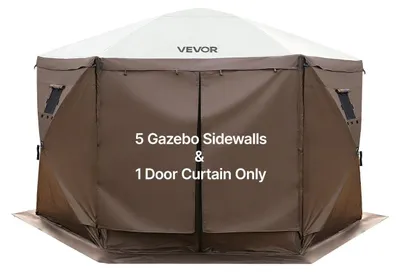Produktbild von Seitenteile für Zelte, 1,73 x 1,48 m, wasserdichte und sonnenschützende Seitenteile für Zelte, mit 1 Reißverschlussöffnung und 2 Fenstern, geeignet für Eventzelte und Verkaufsstände (nur 6 Seitenteile, braun)