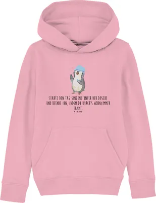 Produktbild von Mr. & Mrs. Panda Kinderpullover Pinguin Duschen 9-11 Jahre (134/146) - Baumwolle Pink - Geschenk, Kinderbekleidung, Sweatshirt, Hoody, Neustart, Hoodie, Pinguine, Pullover