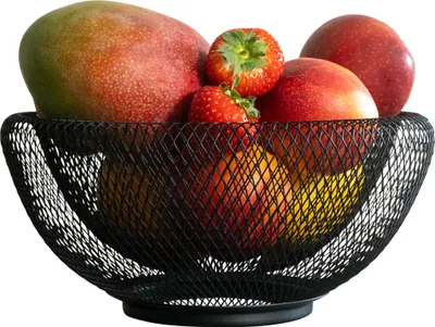 Produktbild von QUVIO Obstschale - Obstschale schwarz - Obstkorb schwarz Metall - Doppelwandig - Durchmesser 24,5 cm