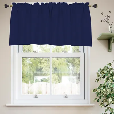 Produktbild von 2 Stück Scheibengardinen Verdunkelungs Vorhänge Bistrogardine Kurz Vorhang Gardinen für Küche Wohnzimmer Schlafzimmer, B132xH61cm, Blau