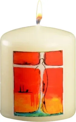 Produktbild von Osterkerze modernes Ostersymbol orange, ohne Jahreszahl 60 x Ø 50 mm