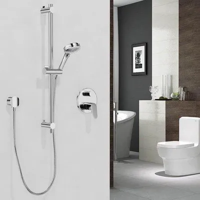 Obrázek produktu pro Držák na sprchu z nerezové oceli – výškově a úhlově nastavitelný – 700 mm – chrom