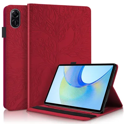 Produktbild von Für Honor Pad X9 / X8 Pro Baum Muster Kunstleder Hülle Cover Tasche Case Rot