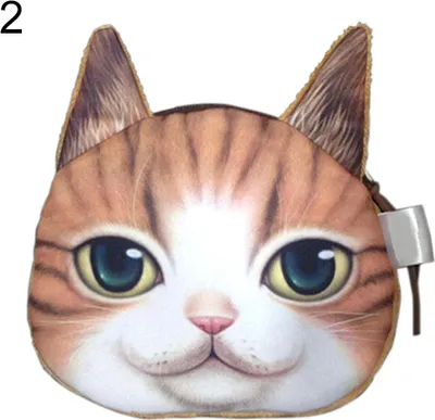 Produktbild von Lustige Katze Gesicht Kopf Druck Mini Münztasche Brieftasche Geldbörse Reißverschlusstasche Kinder Geschenk Lila