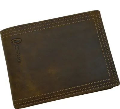 Produktbild von Portemonnaie Büffelleder dreifach Naht Herren Brieftasche Pedro mit GESCHENKBEUTEL Querformat