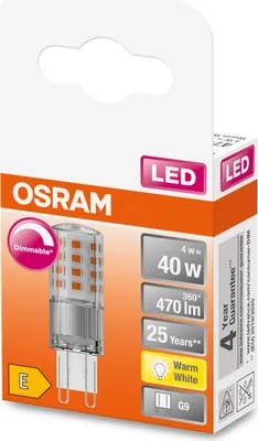Obrázok produktu pre OSRAM Stmievateľná LED žiarovka s päticou G9, teplá biela (2700K), 4,4 W, náhrada za bežnú 40W žiarovku