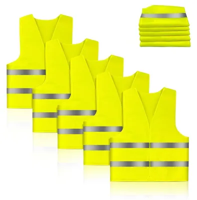 Produktbild von Warnwesten Auto 5er Set Gelb Reflektorstreifen Unisex Einheitsgröße Polyester