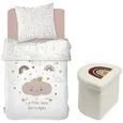 Produktbild von Kinderbettwäsche-Set + faltbarer Pouf mit Aufbewahrungsbox - TODAY - RAINBOW - 140 x 200 cm - Baumwolle