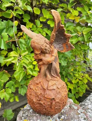 Immagine prodotto di Pietra decorativa da giardino con effetto ruggine - Statua - 30 cm di altezza - Colori ruggine