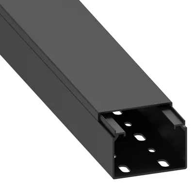 Productafbeelding van Kabelgoot met montagegaten - 1 meter - PVC - Zwart - 40 x 60 mm