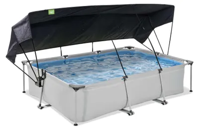Produktbild von EXIT Soft Grey Rahmenpool 300x200x65cm, Aufstellpool, mit Filterpumpe & Sonnensegel, Rechteckig, Grau