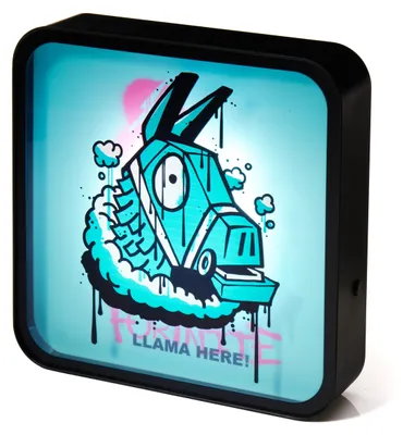 Fortnite Acryl LED Lichtbox Lampe, Lama, Blau/Rosa, 22 cm