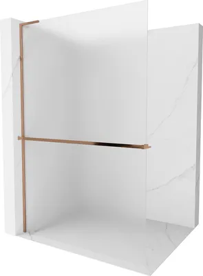 Zdjęcie produktu dla Mexen Kioto+ L ścianka prysznicowa z półką Walk-in 100 x 200 cm, szron, różowe złoto - 800-100-123-60-30