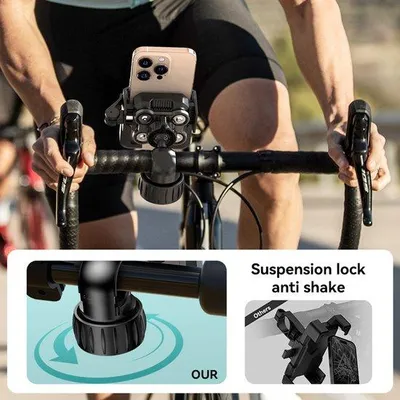 Zdjęcie produktu dla Uchwyt na telefon do motocykla, przystosowany do kamer, uchwyt na telefon do roweru, uchwyt na kierownicę, do iPhone'a i smartfonów o przekątnej ekranu 4,7–7 cali, wersja wysokiej jakości