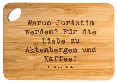 Produktbild von Mr. & Mrs. Panda Holzbrett Spruch Juristin Liebe - Transparent - Geschenk, handgefertigte Geschenke, Beruf, schneidbrett, Rechtsanwältin, für Berufstätige, Kanzlei, Brett