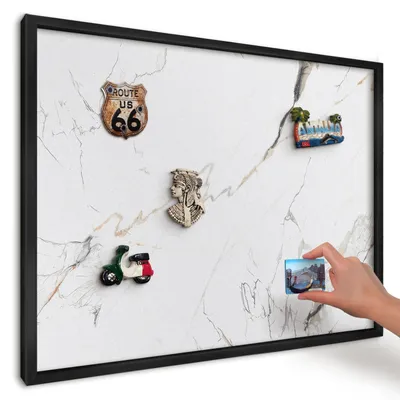 Produktbild von Magnettafel 70x50 cm mit schwarzem Rahmen - Magnetische Metalltafel, Magnetpinnwand zur Wandmontage für Wohnzimmer, Küche, Flur, Kinderzimmer und Büro - Moderne Eleganz