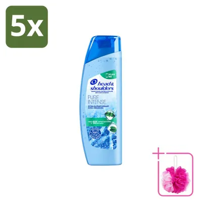 Zdjęcie produktu dla 5 x Szampon Head & Shoulders Anti-łupież Pure Intense, intensywnie chłodzący, 250 ml - zestaw ekonomiczny - 5 sztuk