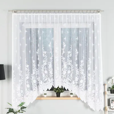 Produktbild von LUDWIKA - Fertiggardine aus Jacquard mit Schnitt unten - 300x180 cm - weiß