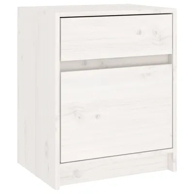 Produktbild von Nachtschrank Weiß 40x31x50 cm Massivholz Kiefer