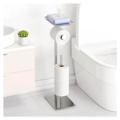 Produktbild von Freistehender Toilettenpapierhalter mit Ablage für 4 Rollen aus Edelstahl für das Badezimmer