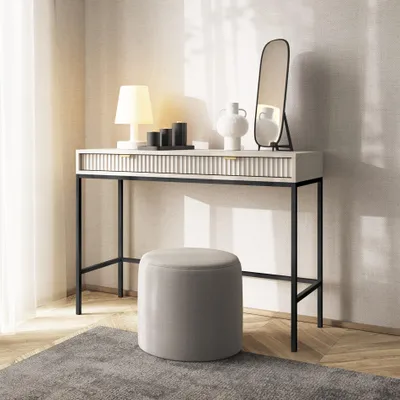 Productafbeelding van Moderne, gestructureerde make-up tafel KIOTO T2SZ, kasjmier zwart frame, console, bureau