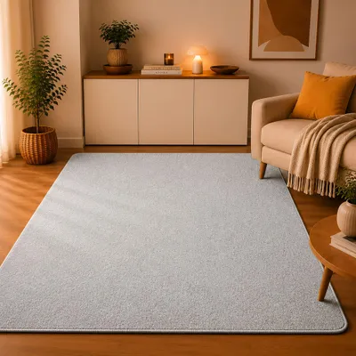 Produktbild von Steffensmeier Kurzflor Teppich Levanto Moderner Kurzflor Wohnzimmerteppich, strapazierfähig und pflegeleicht Hellgrau, Größe: 200x300 cm