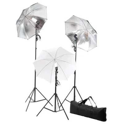 Image de vidaXL Kit studio photo avec lampes, parapluies, fond & réflecteur
