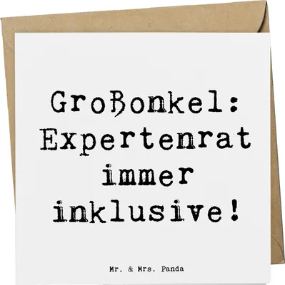 Produktbild von Mr. & Mrs. Panda Grußkarte Spruch Großonkel Rat - Weiß - Geschenk, anlasskarte, Geschenke, Freude, herzerwärmende Sprüche, faltkarte, Glückwunschkarte, Ratgeber, Familie