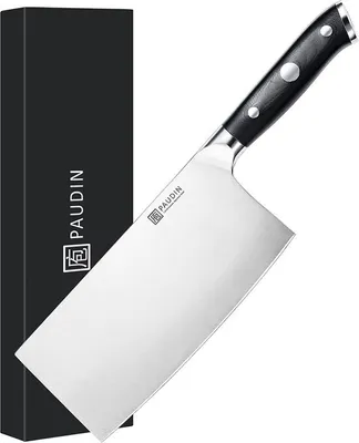 Produktbild von PAUDIN D4 Chinesisches Kochmesser 18 cm – Profi-Küchenmesser – Hochwertiger Kohlenstoffstahl – Ergonomischer G10-Griff – Präzise & langlebig