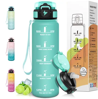 Produktbild von Motswedi Trinkflasche 1l auslaufsicher mit Strohhalm für Kohlensäure