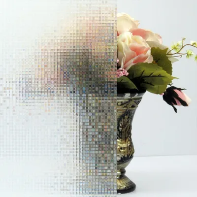 Produktbild von 3D Fensterfolie Selbsthaftend Blickdicht Sichtschutz Sichtschutzfolie Statisch Haftend Anti-UV Dekorfolie für Bad Küche Büro Zuhause - Farbeffekt unter Licht 45x200CM