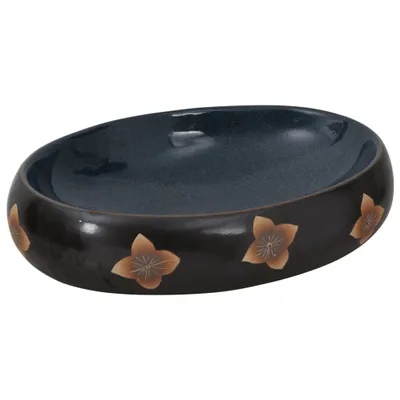 Produktbild von Aufsatzwaschbecken Schwarz und Blau Oval 59x40x15 cm Keramik