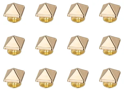 Produktbild von Quadratische Spike-Nieten - 12 Stück 10mm Metall-Schnellnieten - Für Lederhandwerk Kleidung und Taschen - Gold