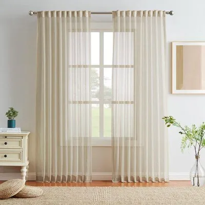 Imagen del producto de Cortinas Ibzoa® color beige claro, juego de 2 unidades, 140 x 260 cm, con cinta para crear pliegues, opacas y aislantes acústicamente, ideales para salón, dormitorio y pasillo