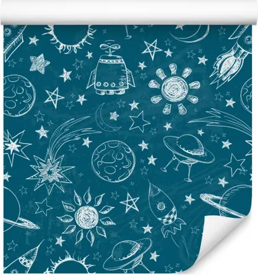 Produktbild von 10m VLIES TAPETE Rolle Kinderzimmer Kosmos Sterne Planeten Raketen UFO XXL