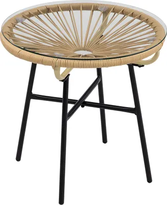 Produktbild von Outsunny Ratten Beistelltisch, Runder Bistrotisch Gartentisch, für Terrasse