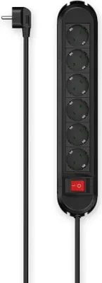 Obrázok produktu pre Hama 00223037, 6 AC zásuvky/AC zásuviek, 1,5 m, Kábel, Čierna, 445 mm, 95 mm