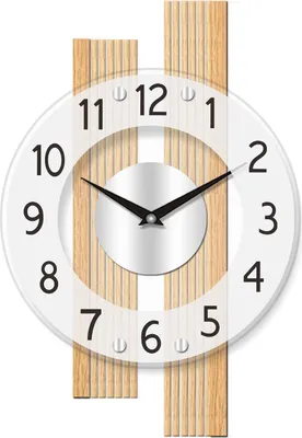 Obrázok produktu pre Rádiom riadené nástenné hodiny moderné 28 x 41 x 5cm bukové sklo - AMS Model: 5874