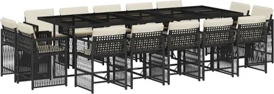 Obrázok produktu pre vidaXL 15-dielny záhradný jedálenský set s vankúšmi Black Poly Rattan