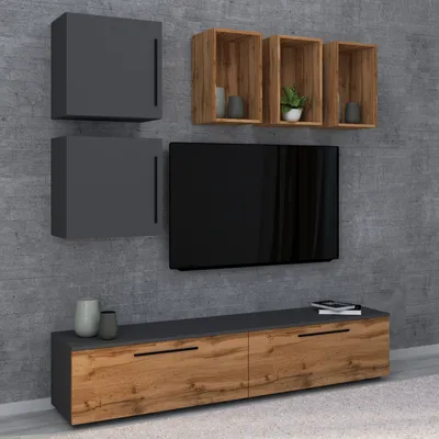 Produktbild von VCM TV Möbel | Wohnwand mit ausreichend Stauraum | Anbauwand | Maße H. 200 x B. 190 x T. 40 cm | Fernseh Möbel – Arila L