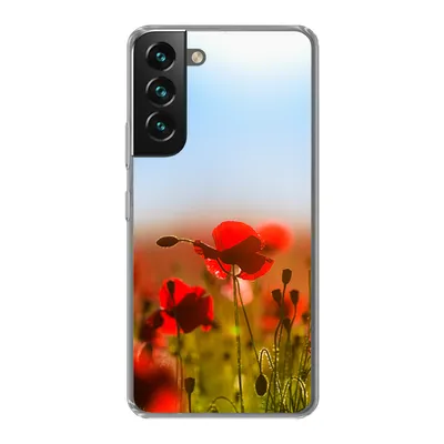 Produktbild von MuchoWow® Handyhülle Schutzhülle Hülle für Samsung Galaxy S22 Mohnblumen unter einem klaren blauen Himmel. Silikon Softcase Handy Hülle - Mobiltelefonhülle