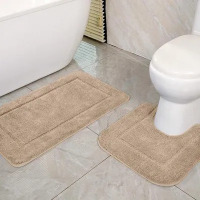 Obrázek produktu pro Sada podlahových rohoží Unyqoos®, 2 kusy – vysoce kvalitní mikrovlákno, savé a protiskluzové (53×86 cm + 50×50 cm) s TPR spodní vrstvou, vhodné do koupelny a na toaletu
