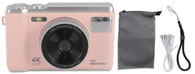Image de Appareil photo numérique 4K, 50 MP, écran 2,8 pouces, autofocus, vlogging avec zoom 16x, flash, stabilisateur d'image, pour adolescents, adultes, débutants, rose