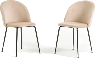 Immagine prodotto di Set di 2 sedie da pranzo imbottite, gambe in metallo, design elegante per cucina, sala da pranzo, bar e ristoranti SARA - crema/grigio scuro