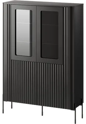 Produktbild von Vitrine VENICE Schwarz, Höhe 160cm, Breite 110cm, Tiefe 40cm, PUSH-TO-OPEN