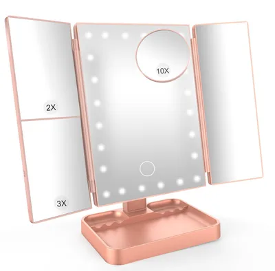 Produktbild von SURFOU LED Schminkspiegel mit Beleuchtung, Wiederaufladbarer Kosmetikspiegel mit